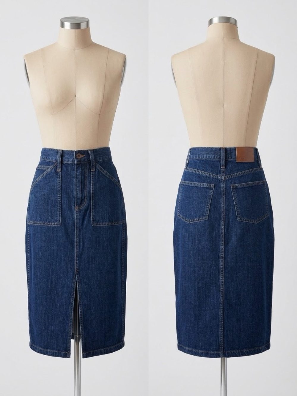 J.CREW Austin Wash Front Slit Denim Pencil Midi 100% Cotton Skirt Women’ Size 24
